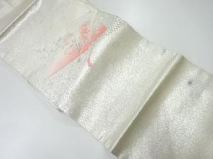 リサイクル　扇に椿・枝梅模様刺繍名古屋帯